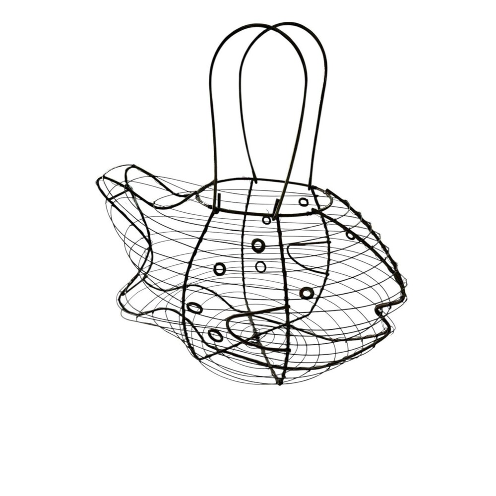 Metal Wired Fish Egg Basket: Farmhouse, Rustic, Beach House Decor 1980’s